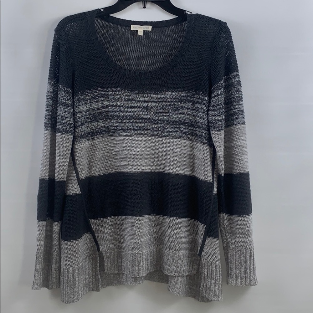 Eileen fisher black/grey 100% organic linen top
